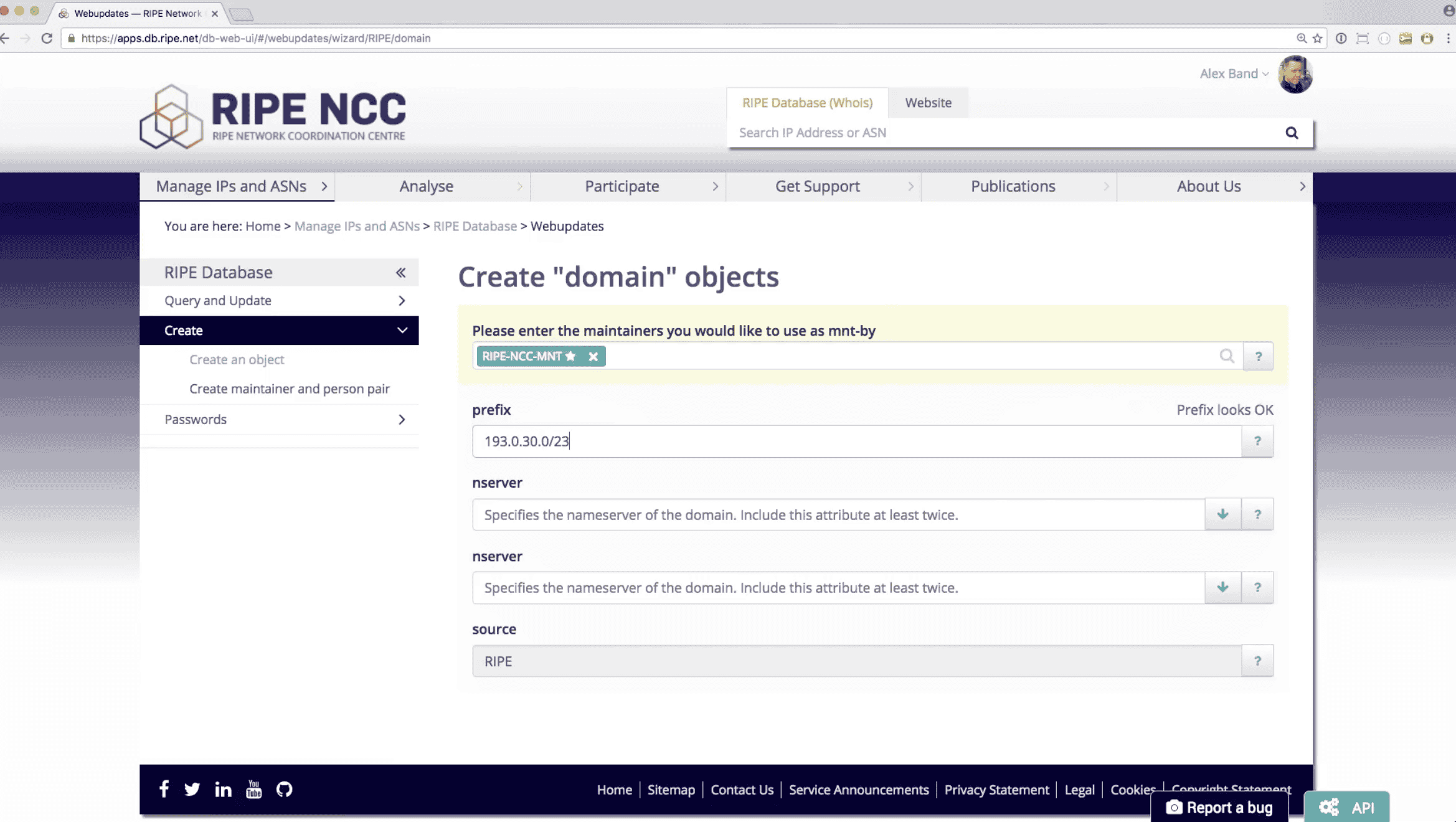 Setting up Reverse DNS in the RIPE Database